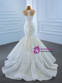 White Mermaid Lace Beading Cap Sleeve Wedding Dress