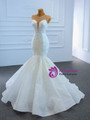 White Mermaid Lace Beading Cap Sleeve Wedding Dress
