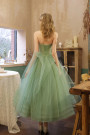 Green Tulle Strapless Pleats Short Prom Dress