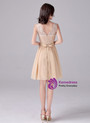 Champagne Chiffon Lace Homecoming Dress