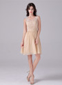 Champagne Chiffon Lace Homecoming Dress