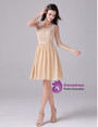 Champagne Chiffon Lace Homecoming Dress