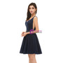 Navy Blue V-neck Beading Homecoming Dress