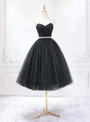 Black Tulle Sequins Sweetheart Prom Dress