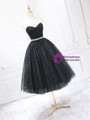 Black Tulle Sequins Sweetheart Prom Dress