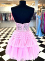 Pink Tulle Sweetheart Appliques Homecoming Dress