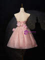 Pink Sequins Halter 3D Flower Homecoming Dress