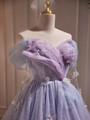 Purple Tulle Off the Shoulder Butterfly Homecoming Dress