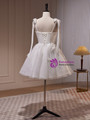 White Tulle Spaghetti Straps Bow Homecoming Dress