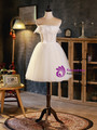 Ivory White Tulle Flower Pearls Homecoming Dress