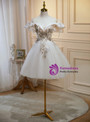 Ivory White Tulle Sequins Appliques Beading Homecoming Dress