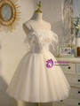White Tulle Spaghetti Straps Pleats Homecoming Dress