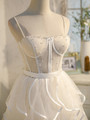 Sexy Ivory Tulle Pearls Homecoming Dress