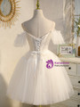 Ivory White Tulle Lace Spaghetti Straps Homecoming Dress