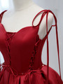 Burgundy Satin Spaghetti Straps Beading Homecoming Dress