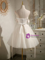 Ivory White Tulle Spaghetti Straps Pearls Homecoming Dress