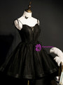 Black Tulle Spaghetti Straps Beading Homecoming Dress