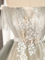 Gray Tulle Off the Shoulder Appliques Homecoming Dress