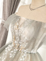 Gray Tulle Off the Shoulder Appliques Homecoming Dress