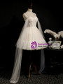 Ivory Tulle Appliques Pleats Pearls Homecoming Dress