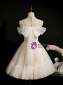 Ivory Tulle Appliques Pleats Pearls Homecoming Dress