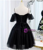 Black Tulle Lace Spaghetti Straps Homecoming Dress