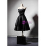 Black Satin Strapless Pleats Homecoming Dress