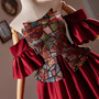 Burgundy Satin Short Sleeve Homecoming Dress