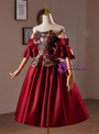 Burgundy Satin Short Sleeve Homecoming Dress