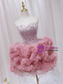 Pink Tulle Sweetheart Crystal Homecoming Dress