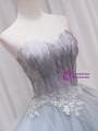 Gray Tulle Strapless Lace Homecoming Dress