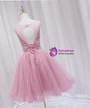 Pink Tulle Sequins Beading Backless Homecoming Dress