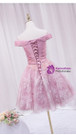 Pink Tulle Lace Appliques Homecoming Dress