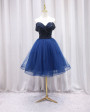 Navy Blue Tulle Beading Homecoming Dress