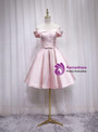 Simple Pink Satin Off the Shoulder Homecoming Dress