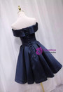Navy Blue Satin Off the Shoulder Pleats Homecoming Dress