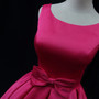 Fuchsia Satin Bow Homecoming Dress