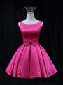 Fuchsia Satin Bow Homecoming Dress