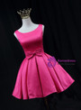 Fuchsia Satin Bow Homecoming Dress