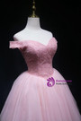 Pink Tulle Off the Shoulder Beading Homecoming Dress
