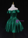 Green Satin Off the Shoulder Homecoming Dress