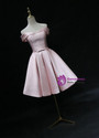 Pink Satin Off the Shoulder Homecoming Dress