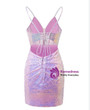 Purple Sequins Spaghetti Straps Homecoming Dress