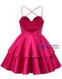 Red Satin Spaghetti Straps Backless Homecoming Dress