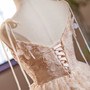 Champagne Lace Spaghetti Straps Homecoming Dress