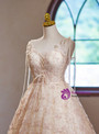 Champagne Lace Spaghetti Straps Homecoming Dress