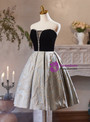 Black Velvet Strapless Beading Homecoming Dress