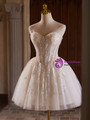 Beige Tulle Sweetheart Beading Sequins Homecoming Dress