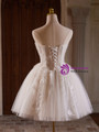 Beige Tulle Sweetheart Beading Sequins Homecoming Dress