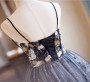 Black Tulle Sequins Embroidery Spaghetti Straps Homecoming Dress